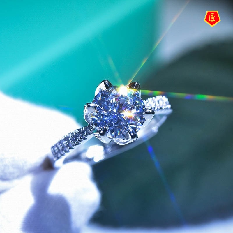 [Ready Stock]2 Karat Moissanite Lotus Open Ring