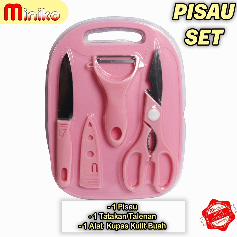 Pisau Set Dapur 4 in 1/Pisau Set Talenan Gunting 4 in 1