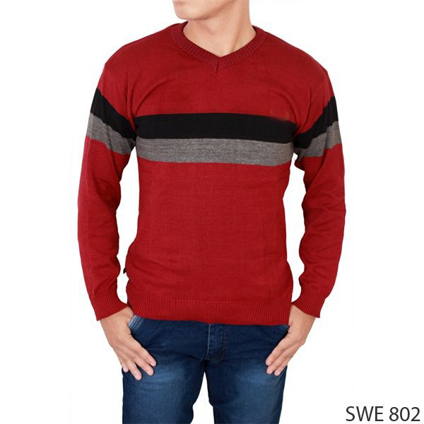 Sweater Pria Motif V-Neck Kombinasi / Premium Quality - Bahan Rajut (COMB)