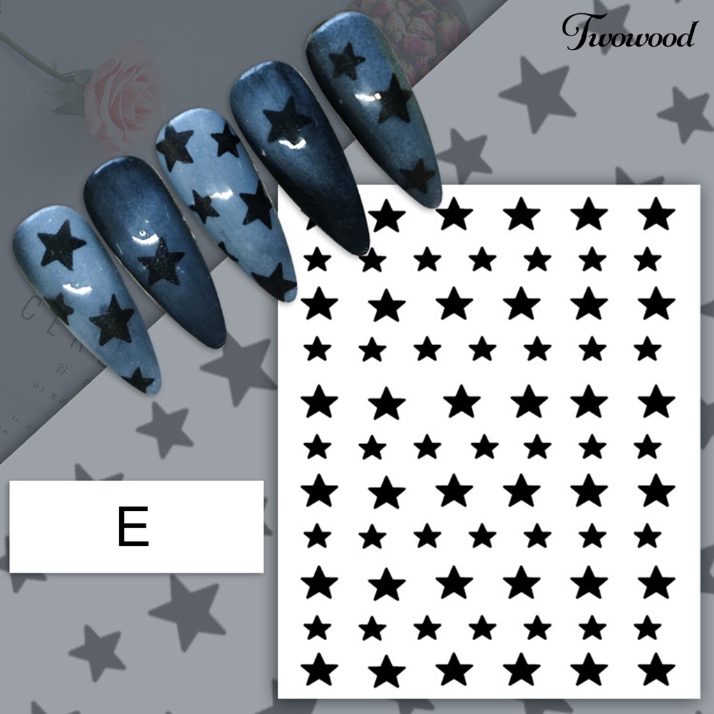 Stiker Stensil Template Semprot Desain Hati Bintang Butterfly Untuk Alat Dekorasi Manicure Nail Art