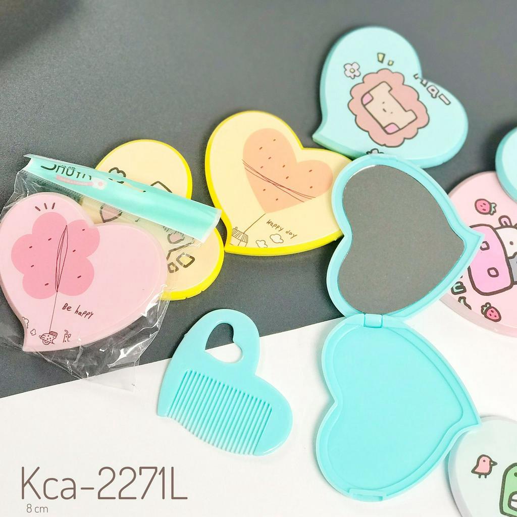 Cermin Plastik Desain Mini Lucu - Lucu Bentuk Love Perjalanan untuk Anak-anak Cermin Kosmetik Rias H
