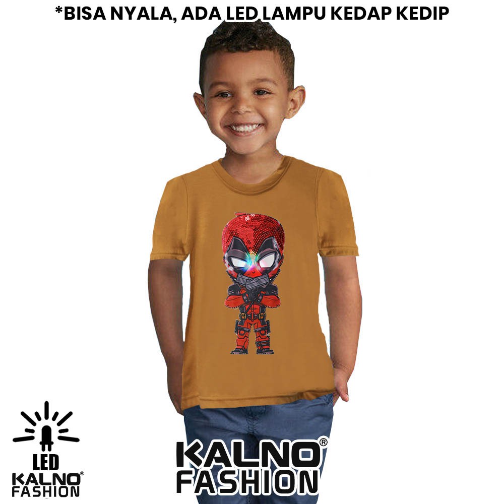 kaos baju anak DADPOOL 1 LED umur 1 - 7 tahun bisa nyala - random karakter dadpool KAOS LED KAOS NYA