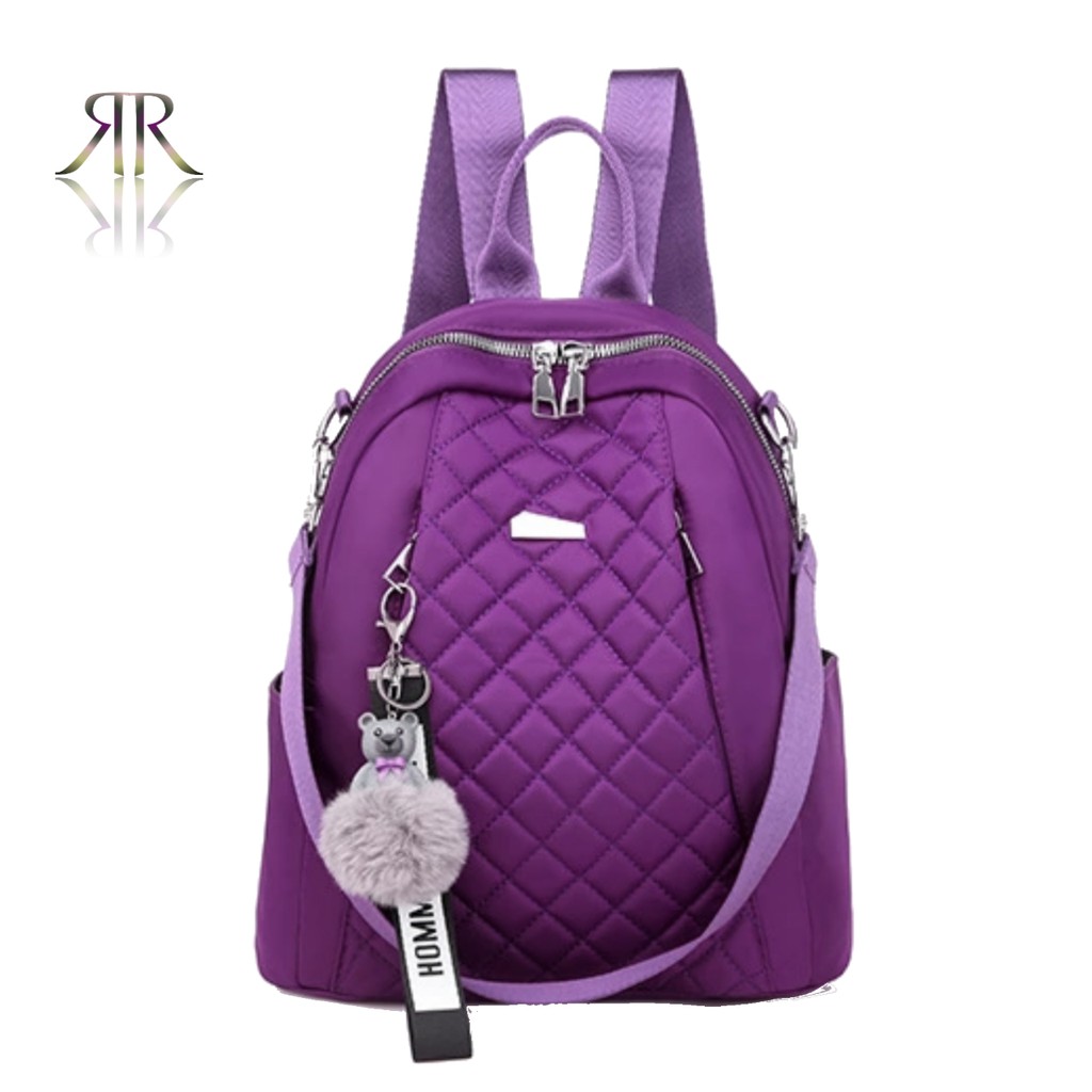 Tas Multifungsi wanita Ransel Wanita Backpack Stylish Nilon Glossy Free Gantungan Handmade Bandung