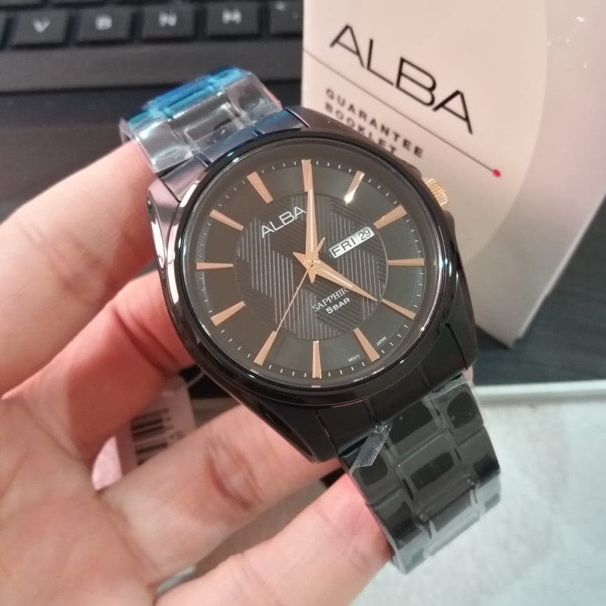 JAM TANGAN PRIA ALBA AJ6093X1 AJ6093 BLACK ORIGINAL