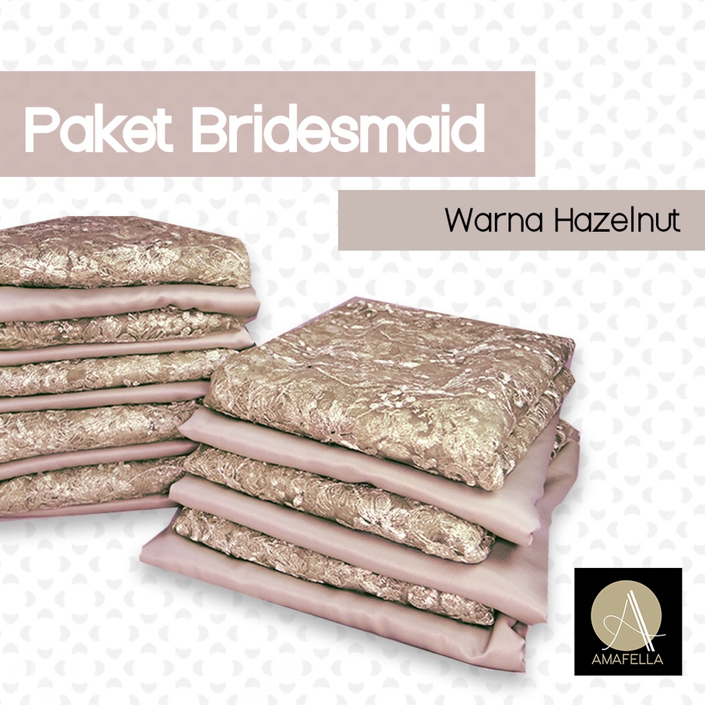 Paket Kain Bridesmaid Seragaman Premium Lamaran Keluarga Lengkap Satin Kebaya Brokat Warna Hazelnut