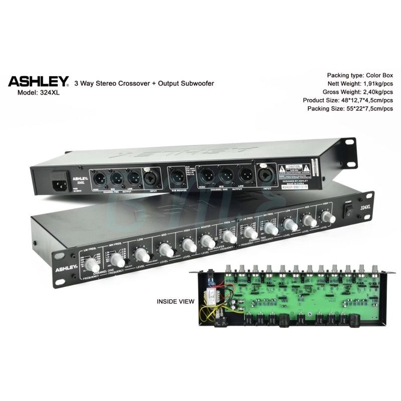 Crossover Ampli Aktif Ashley 324 XL + Subwoofer Ashley Original