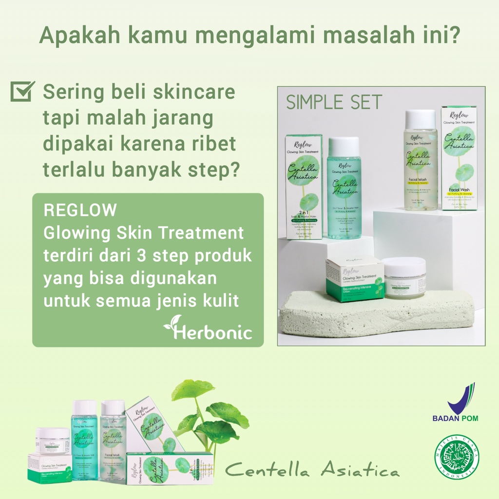 REGLOW Skincare Original BPOM Glowing Skin Treatment Paket Wajah Glowing Perawatan Kecantikan Pemutih Wajah Facial Wash Toner Cream Micellar Water Pembersih Wajah Penghilang Jerawat Flek Hitam Noda Hitam Bruntusan kerutan Inflamasi-2