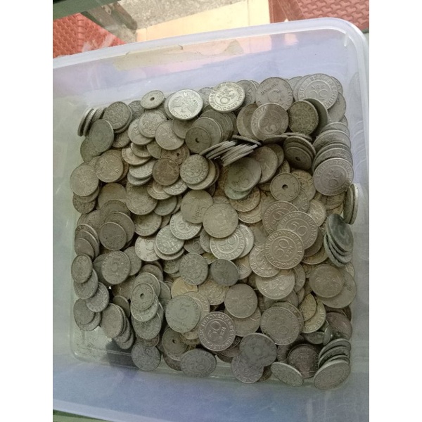 uang kuno almunium campur 10 sen 25 sen 50 sen