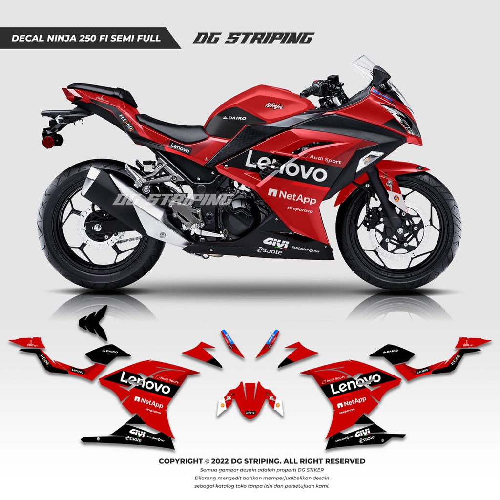 Decal ninja 250 fi, striping ninja, dekal ninja 250, sticker ninja 250 fi, decal ninja semi full bod