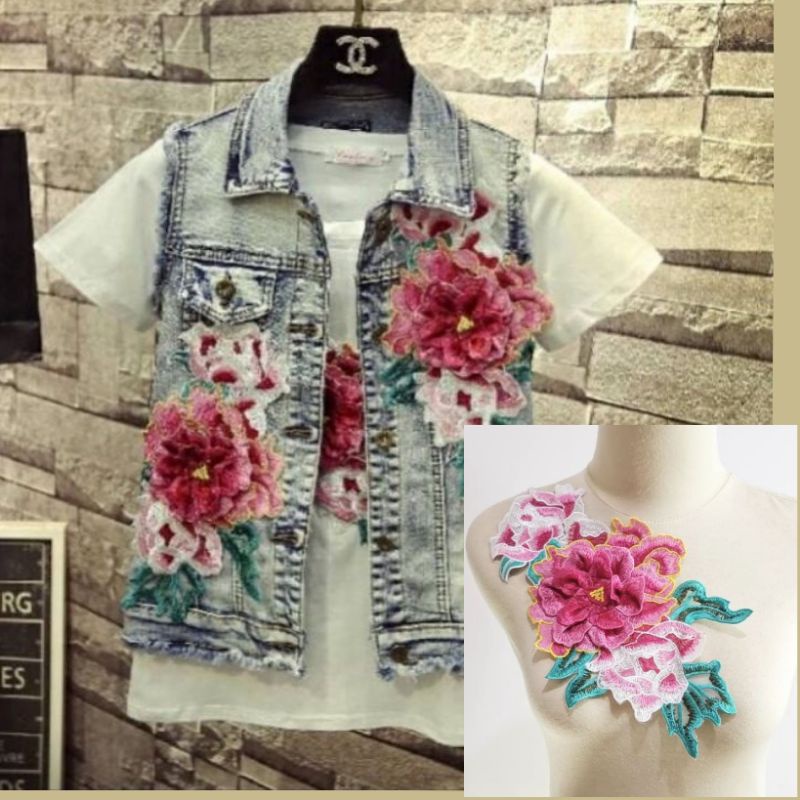 bordir bunga 3d, aplikasi bordir