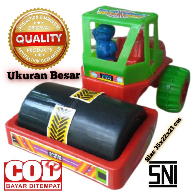 Mainan Mobil Truck Silinder Truk Giling Aspal Road Roller Truck Mainan Anak Slender Besar Murah