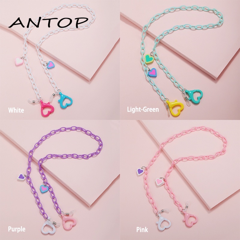 Fashion Acrylic Heart Mask Lanyard Chain Lanyard Anti-Lost Face Mask Kalung Kacamata Rantai Aksesoris ANTOP