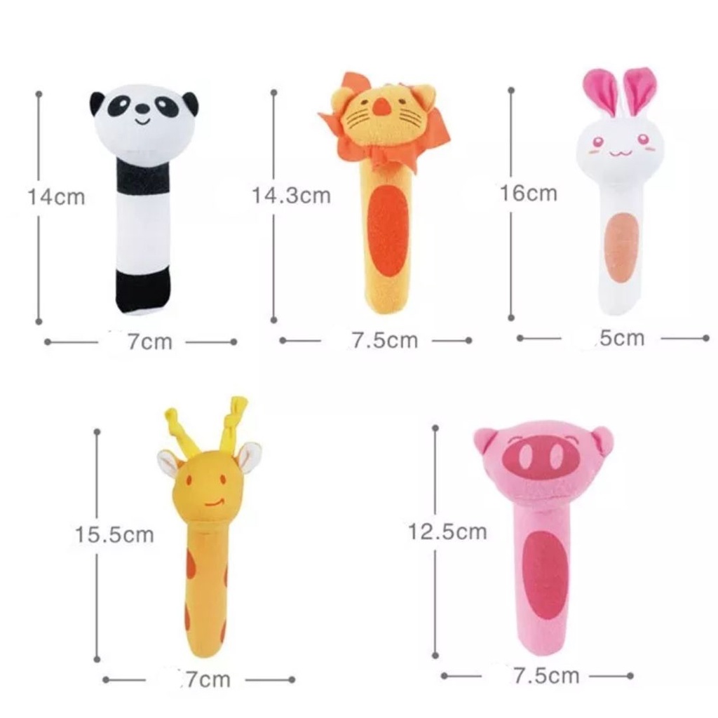 Mainan Boneka Tangan Bayi Bunyi | Baby Hand Rattle Toy Stick | Genggam Bayi Boneka Hewan