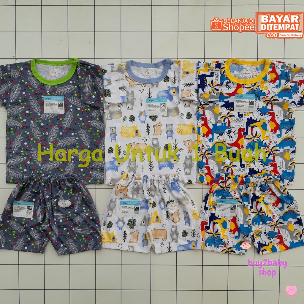 Setelan kaos celana pendek bayi Miyo (All New Feb 2021 World Dino Series) 1 PCS