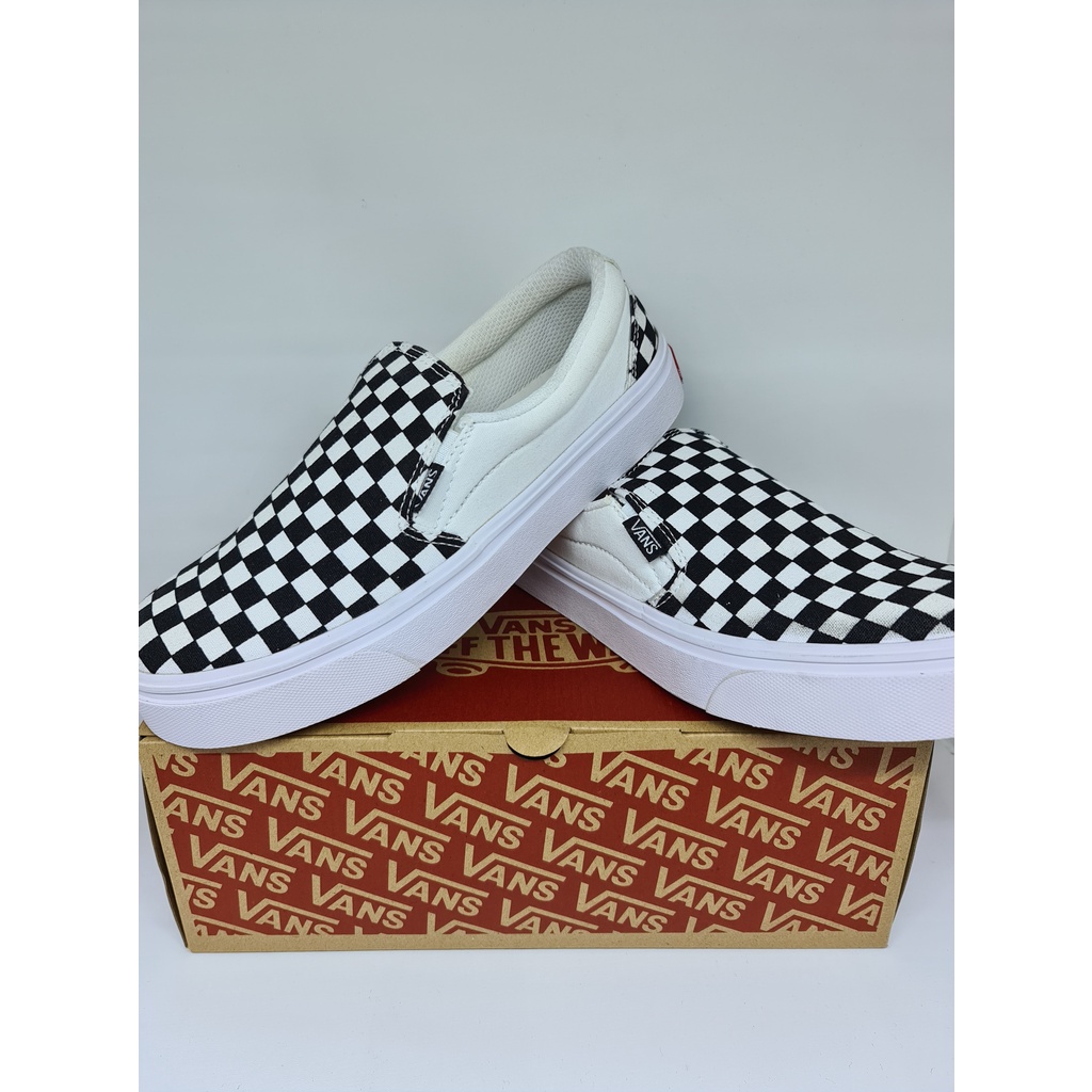 (GRATIS KAOS KAKI) VANS SLIP ON OG CHECKERBOARD BLACK WHITE WAFFLE DT GRADE ORI BNIB SIZE 36/43