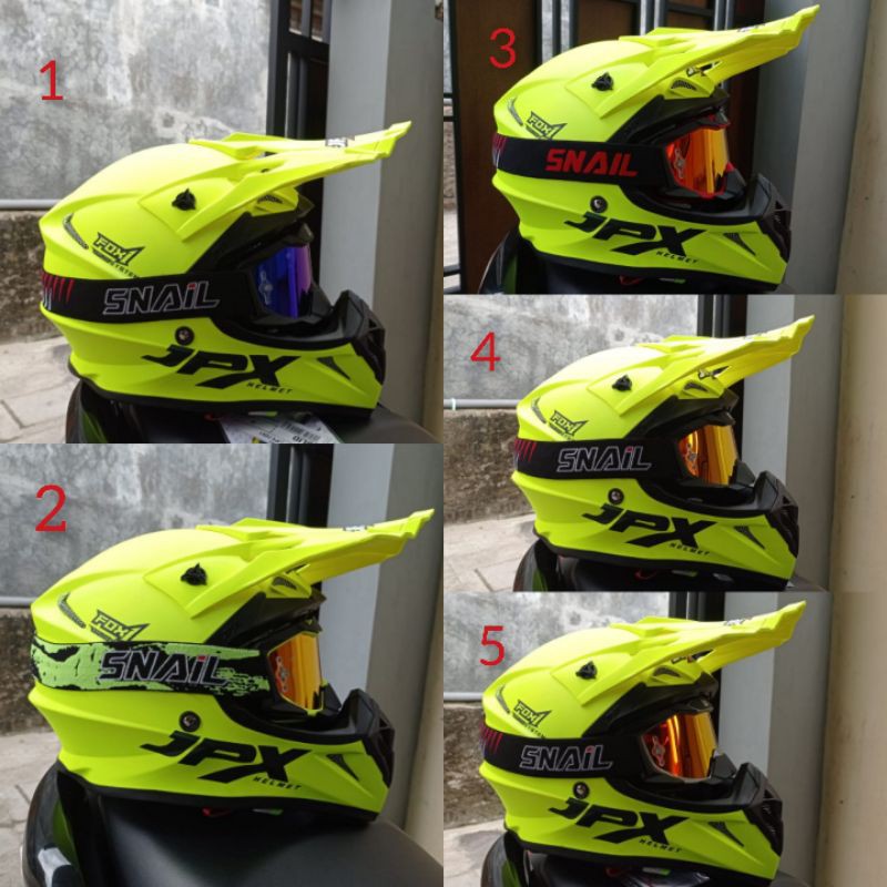 HELM JPX CROSS_SOLID - FLUO YELLOW DOFF / BLACK + GOOGLE SNAIL (ONGKIR 2 KG) HELM JPX TERBARU