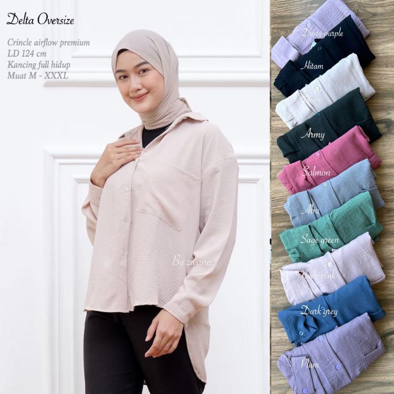 OVERSIZE Shirt Crincle Airflow Kringkel - Delta Oversize //JF5455