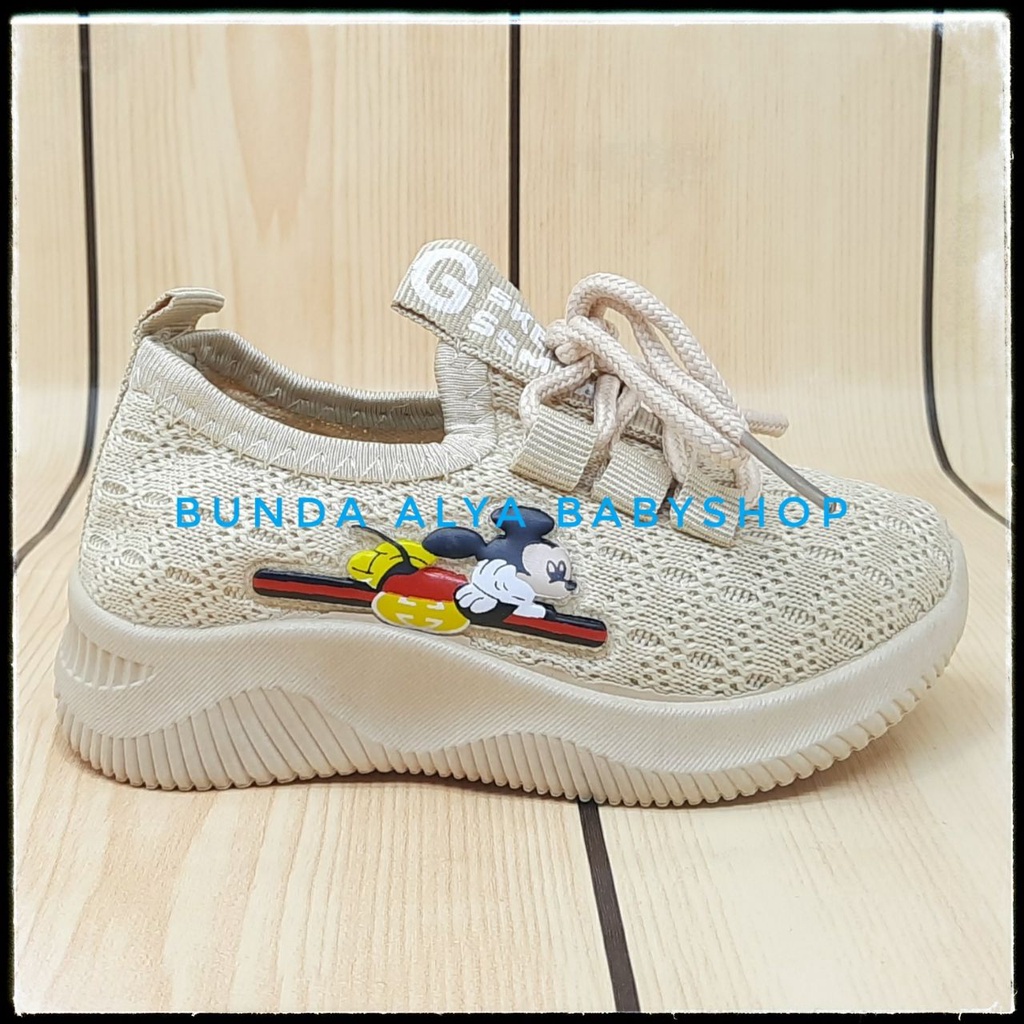 Sepatu Anak IMPORT Umur 2 - 6 Tahun KREM Elastis Sepatu Anak Cowok Size 22 - 31 Kartun Lucu Alas Karet Anti Licin