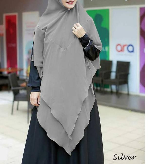 ☺ Jilbab Hijab Kerudung Bergo Khimar Instan Syari 2 Layer Anindya Ceruty Babydoll Jumbo Panjang Mura