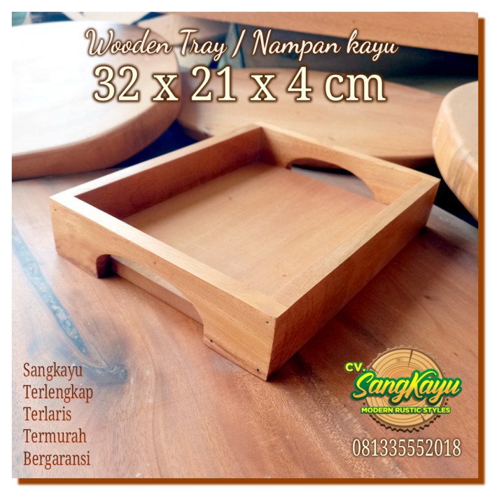 Nampan kayu 32x21x4cm Nampan wooden tray kotak kayu serbaguna