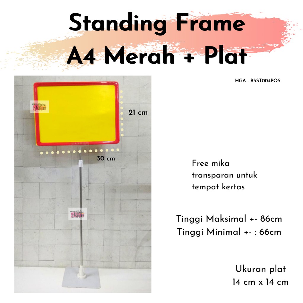 Standing Promo A4 Display Harga Frame Pajangan Hrga Promo Tiang Besi Stainless Murah Papan Promo-BH