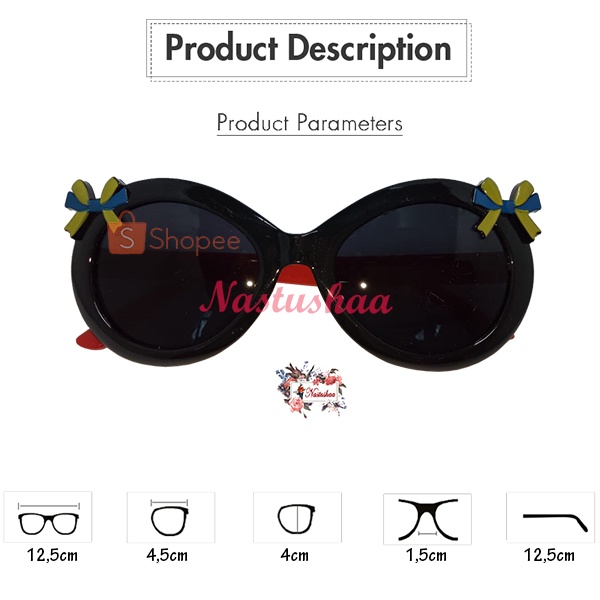 Kacamata Anak Fashion Motif Pita Kaca Mata Hitam High Quality Kids Sunglasses Gaya Korea Anti UV NOCASE