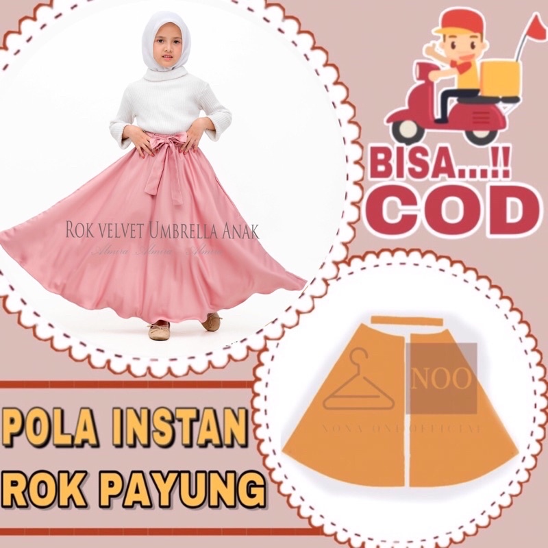 BISA COD✔️ Pola instan rok umbrella anak - pola jiplak rok payung anak - pola jahit rok anak