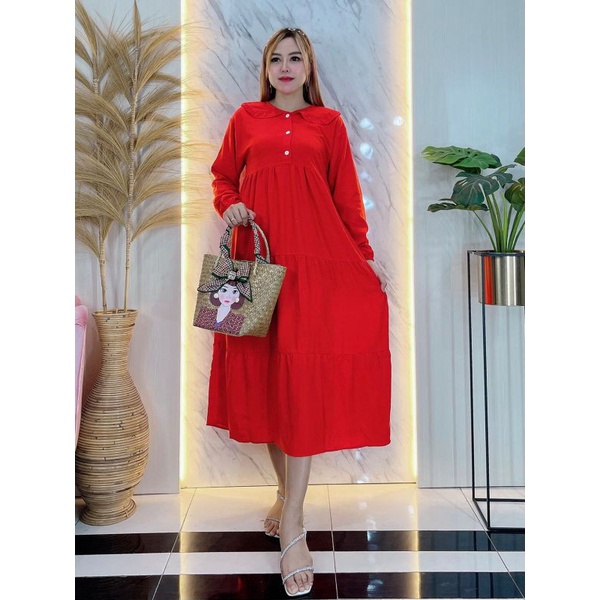 MIDI DRES SUSUN KANCING HOMEDRESS