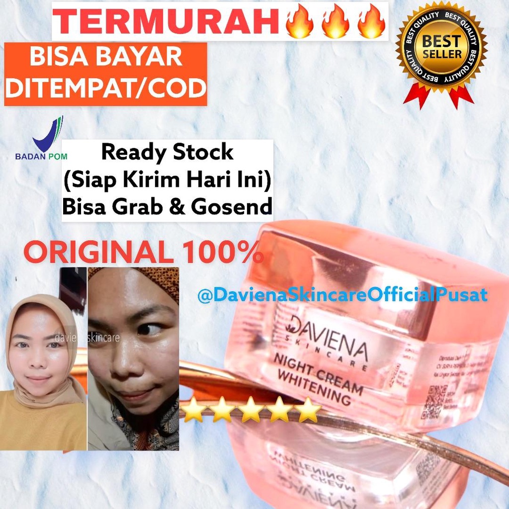 TERLARIS NIGHT CREAM GLOWING SERIES | DAVIENASKINCARE Davina ASLI 100% Cream Krim Muka Wajah Malam D