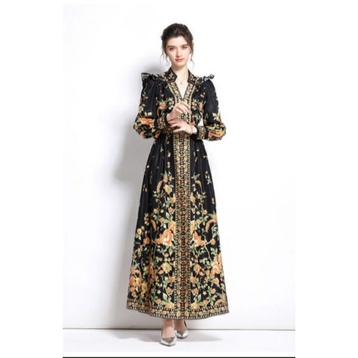 Image of Ss (BX) Dress Maxi Musim Semi Floral Print 96500A #2