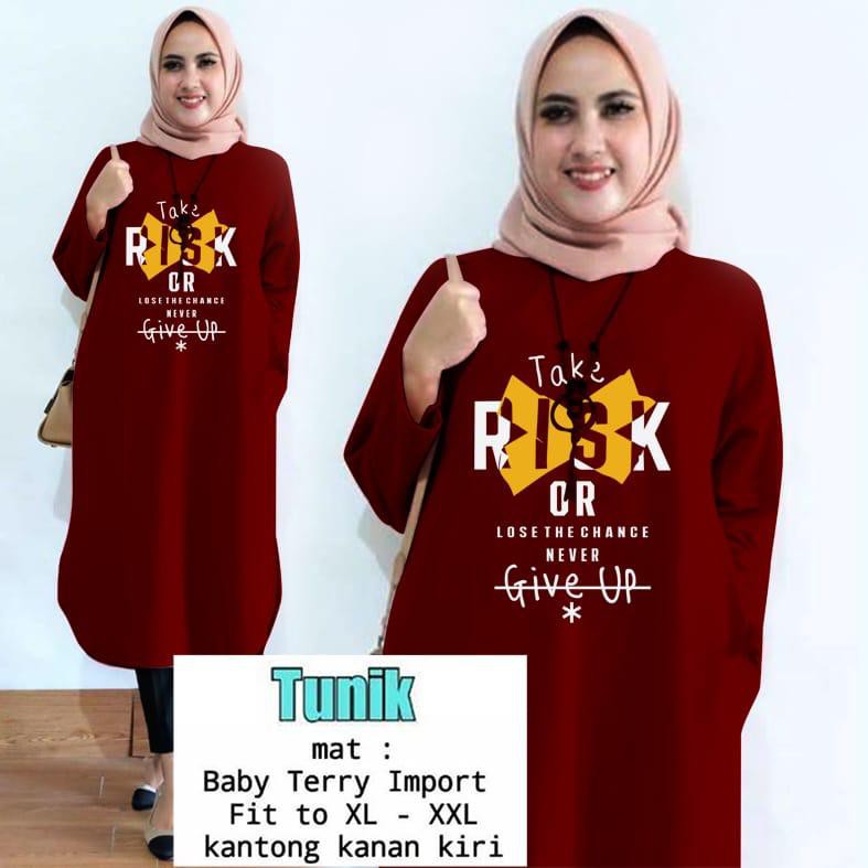 TUNIK TAKE RISK / TUNIK MAMACHI / TUNIK POLOS/ TUNIK CEWEK / TUNIK PANJANG / TUNIK