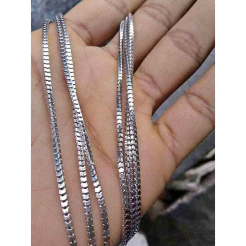 KALUNG TITANIUM SILVER MODEL MILANO KACA FASHION PRIA WANITA-KALUNG MILANO KACA SILVER