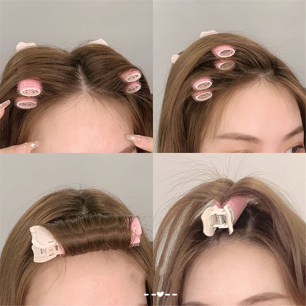 2pcs Tube Extension Poni Rambut Keriting Warna Pink Dengan Perekat