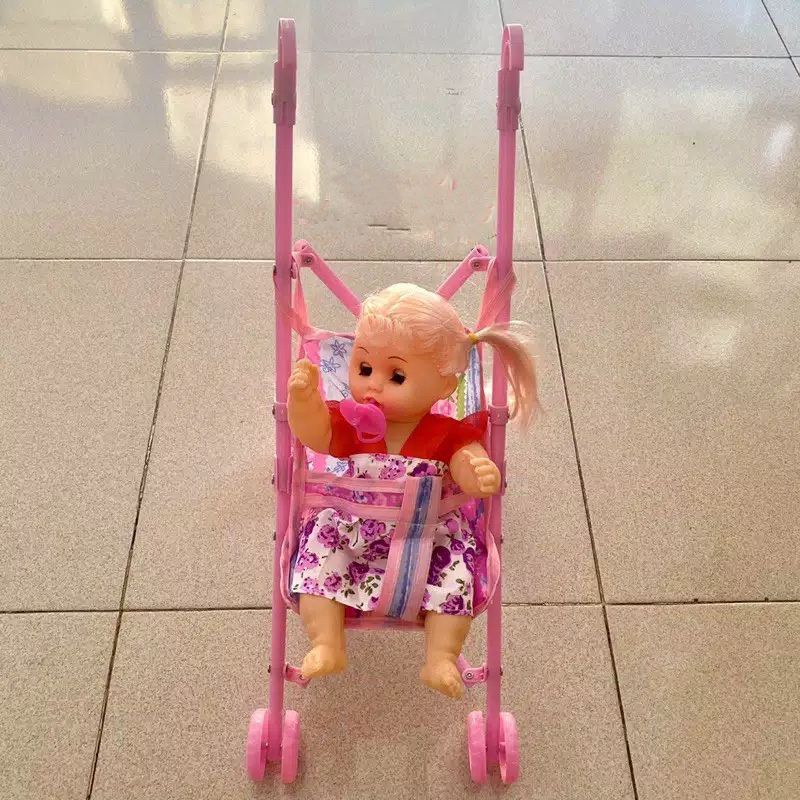 Boneka Susan baby susan bisa nangis+stroller dorongan bayi