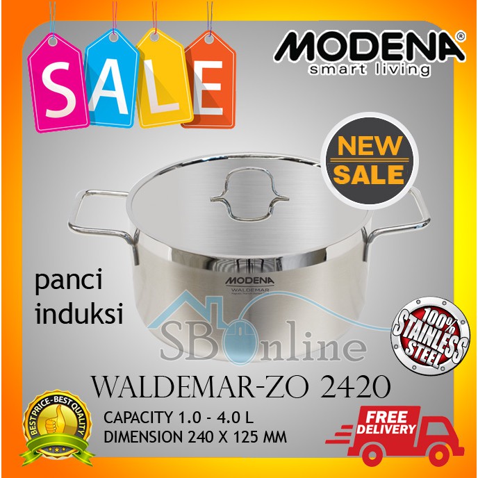 Panci Induksi Modena Sauce Pan 4 Liter Stainless Steel WALDEMAR - ZO 2402