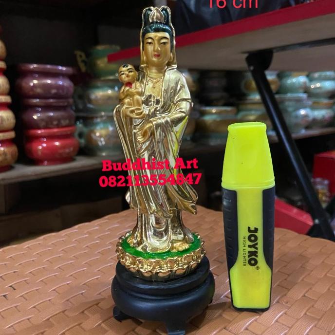 Patung Dewi Kwan Im Guan Yin Gendong Anak 16 Cm Kode 2163