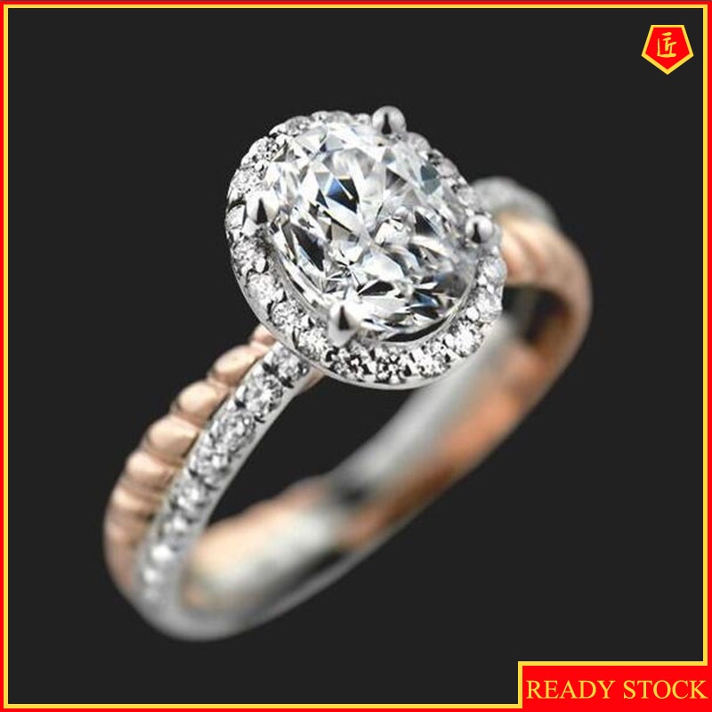 [Ready Stock]Fashion Personality Color Separation Diamond Ring