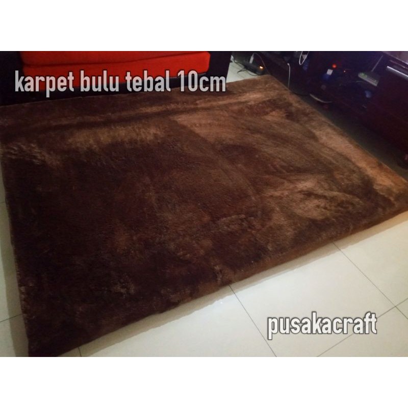 karpet tikar bulu polos tebal busa 10cm