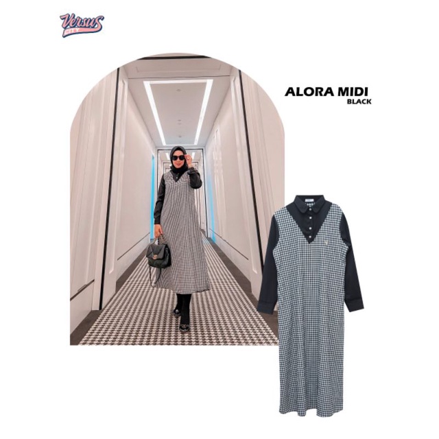 versus city alora midi dress black