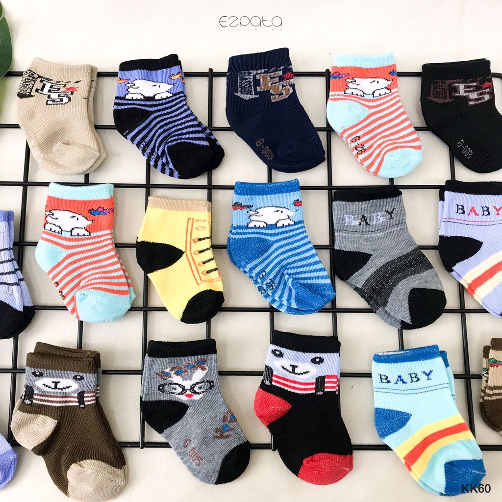 Ezpata Kaos Kaki Bayi Baby Usia 6-12 Bulan Lucu Warna Warni Motif Cetak Karakter Bahan Stretch Melar Nyaman Dipakai Random