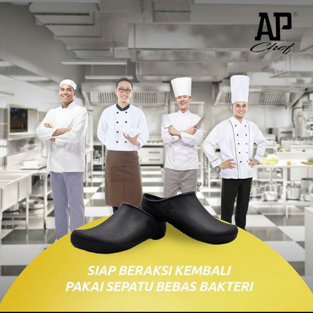AP Boots AP Chef Hitam - Sepatu Slip On Dapur Shoes Karet