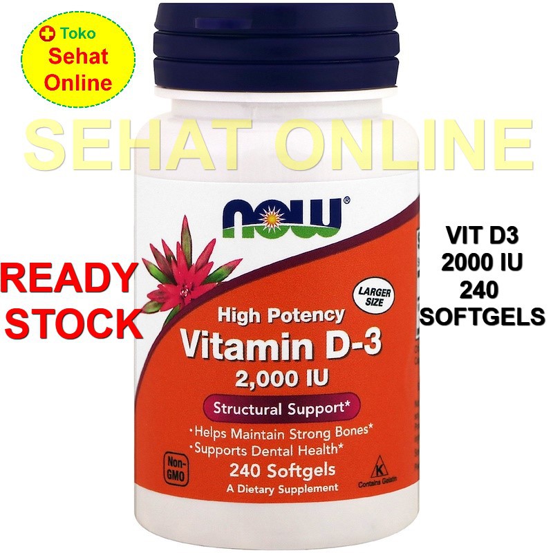 NOW Vitamin D3 2000 iu High Potency 240 Softgels