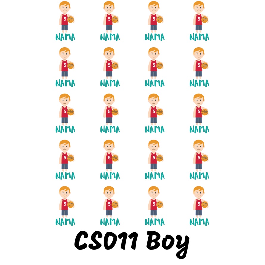 

Sticker Nama Cutting Label Waterproof Tahan Air Boy Sport 11 (CS011)