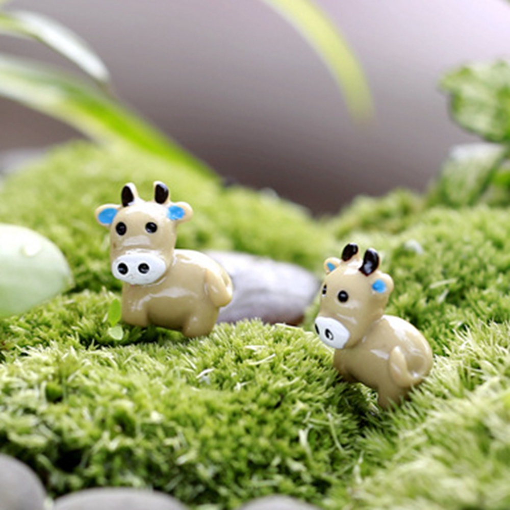 REBUY Cute Miniatures Mini Micro Landscape Figurines Animals Craft Kawaii Cow 10pcs DIY Accessories Fairy Garden/Multicolor