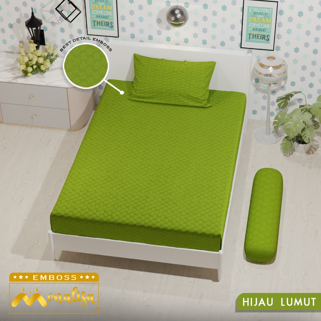 Monalisa Emboss BedCover SET Sprei Uk 100/120 - Hijau Lumut