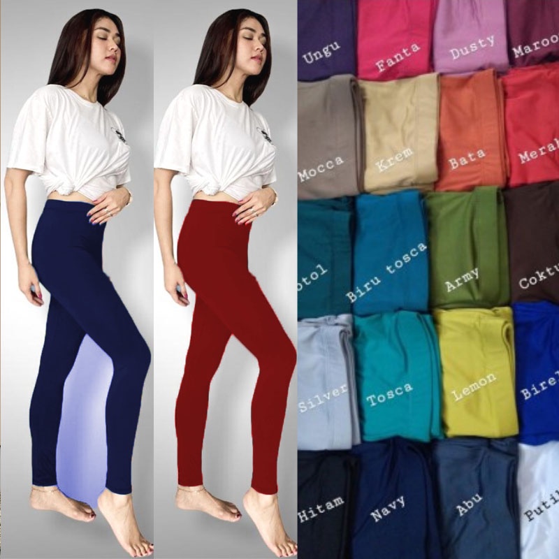 Celana Legging Panjang Dewasa Polos Jersey Tebal XL - 3XL Leging Dalaman Wanita Lejing Olahraga Sena