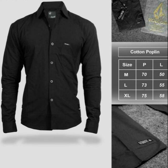 Kemeja Polos Putih Hitam Pria Lengan Panjang Casual Distro Premium Quality