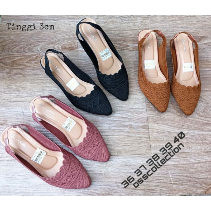 Sepatu Sandal Rajut Wanita Terbaru Sol Karet