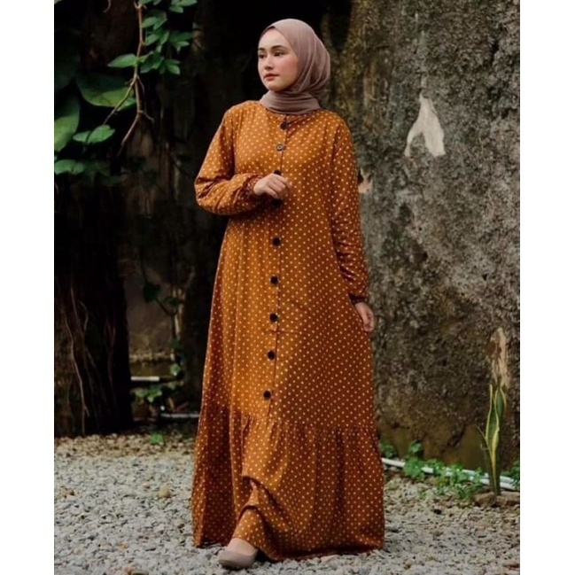 Gamis Rayon Polkado ori naura / gamis naura Polkadot / Dress Maxi naura polkado