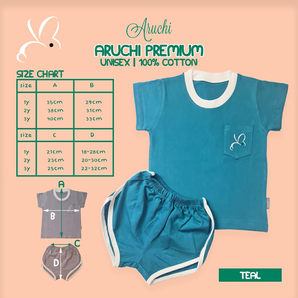 PROMO Setelan Pocket Tee RETRO SET ARUCHI BOY GIRL UNISEX Pakaian Bayi 1-6 Thn